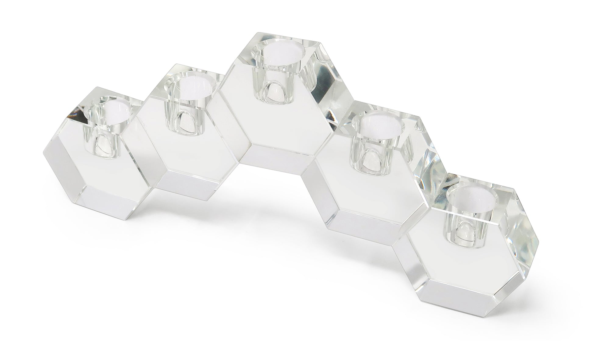 5" Clear Crystal Geometric Tabletop Candelabra Candle Holder - Loft&Timber
