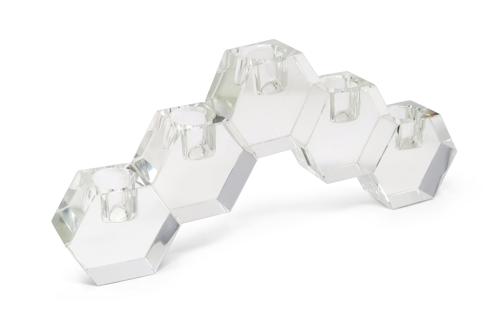 5" Clear Crystal Geometric Tabletop Candelabra Candle Holder - Loft&Timber