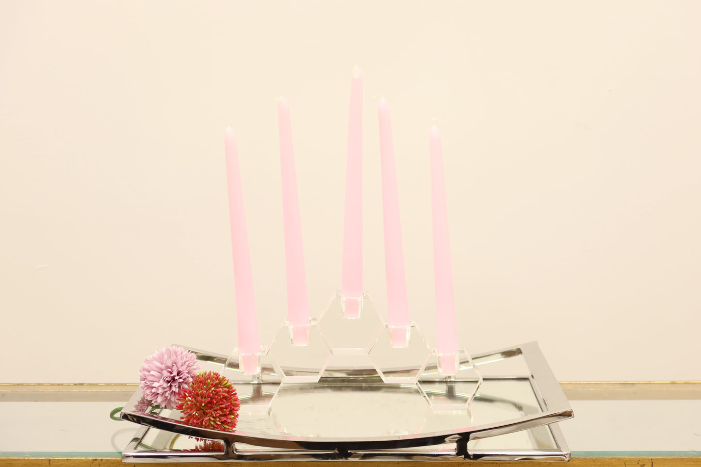 5" Clear Crystal Geometric Tabletop Candelabra Candle Holder - Loft&Timber