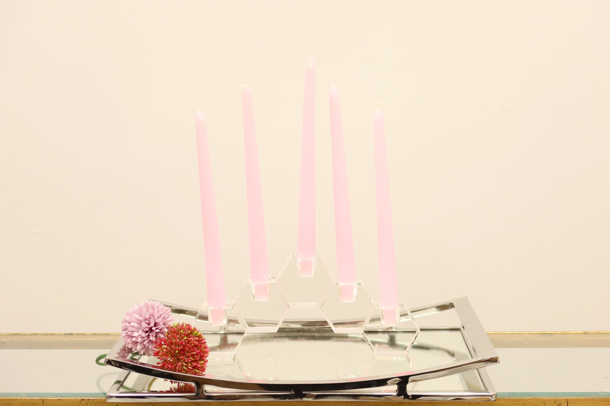 5" Clear Crystal Geometric Tabletop Candelabra Candle Holder - Loft&Timber