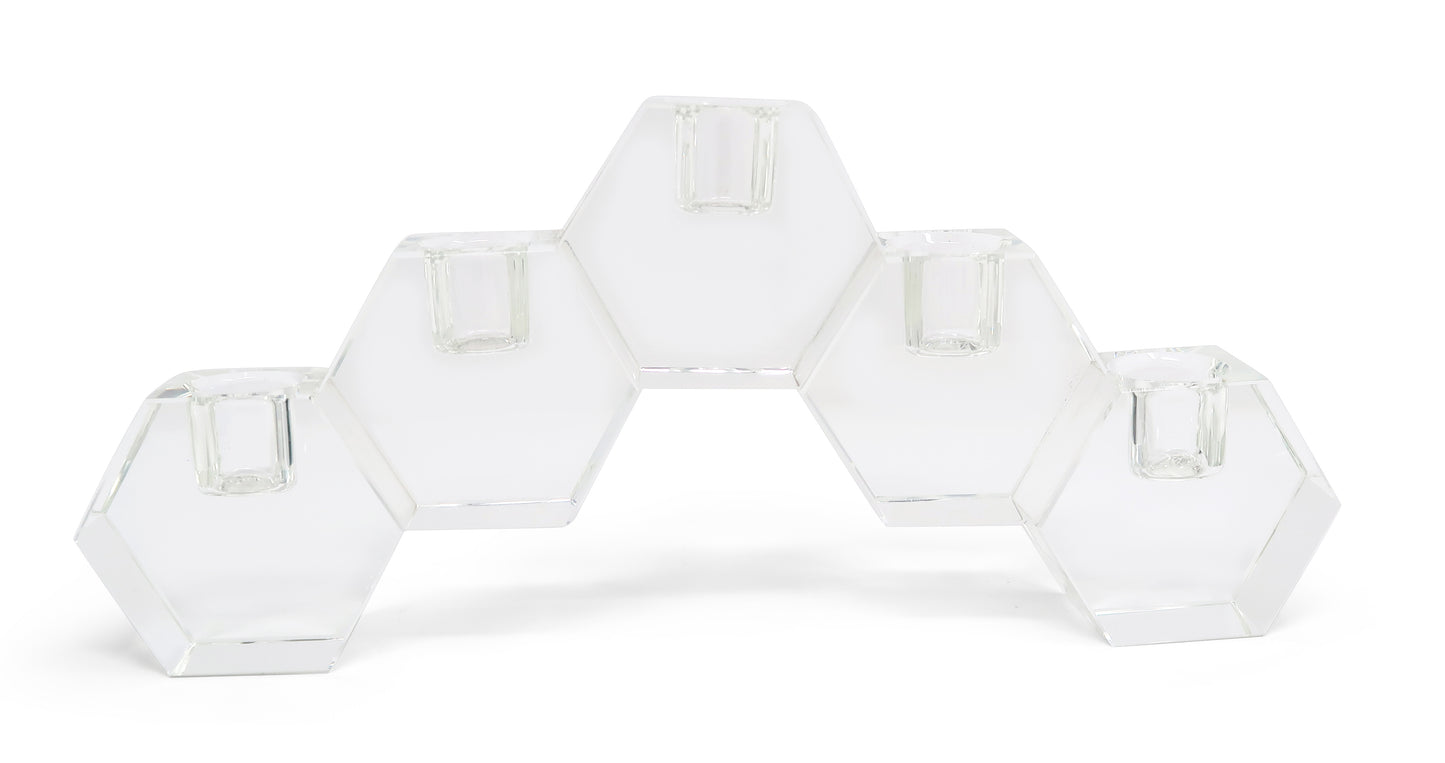 5" Clear Crystal Geometric Tabletop Candelabra Candle Holder - Loft&Timber