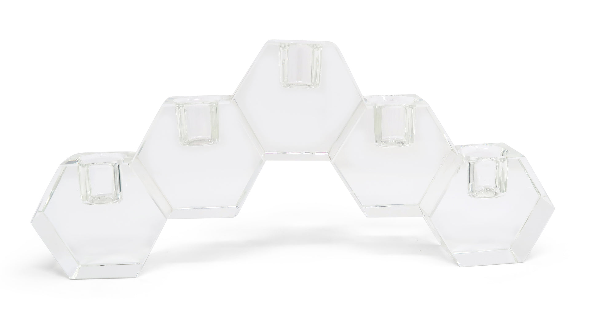 5" Clear Crystal Geometric Tabletop Candelabra Candle Holder - Loft&Timber