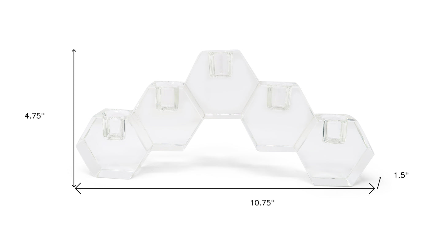 5" Clear Crystal Geometric Tabletop Candelabra Candle Holder - Loft&Timber