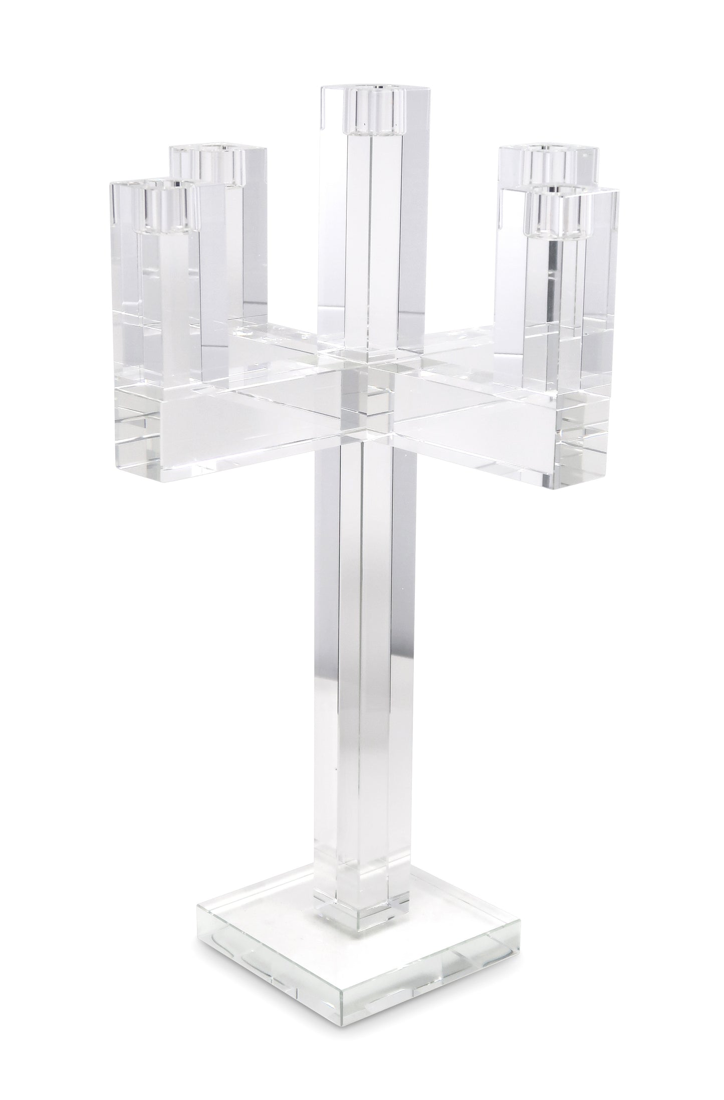 20" Clear Faceted Crystal Tabletop Candelabra Candle Holder - Loft&Timber
