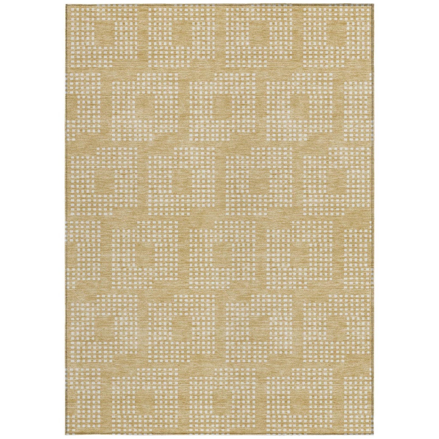 3' X 5' Gold And Ivory Geometric Washable Indoor Outdoor Area Rug - Loft&Timber