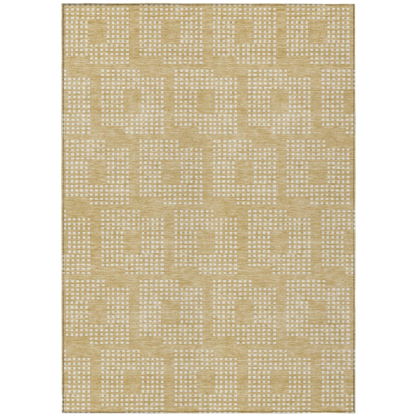 3' X 5' Gold And Ivory Geometric Washable Indoor Outdoor Area Rug - Loft&Timber