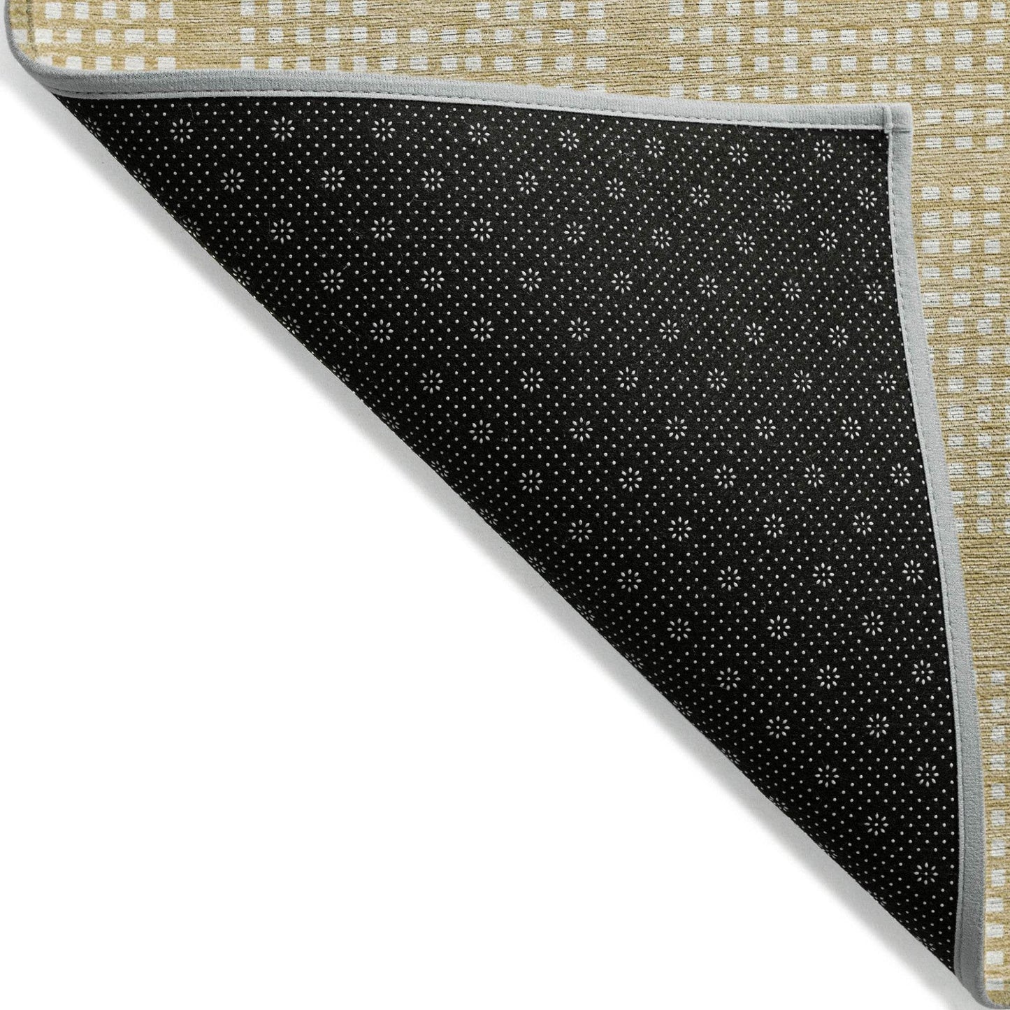 3' X 5' Gold And Ivory Geometric Washable Indoor Outdoor Area Rug - Loft&Timber