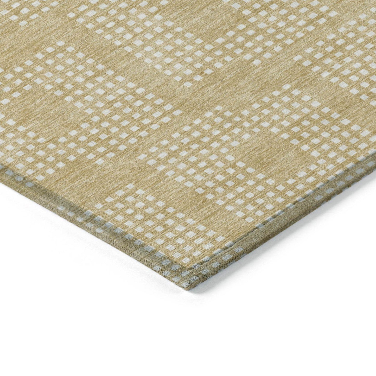 3' X 5' Gold And Ivory Geometric Washable Indoor Outdoor Area Rug - Loft&Timber