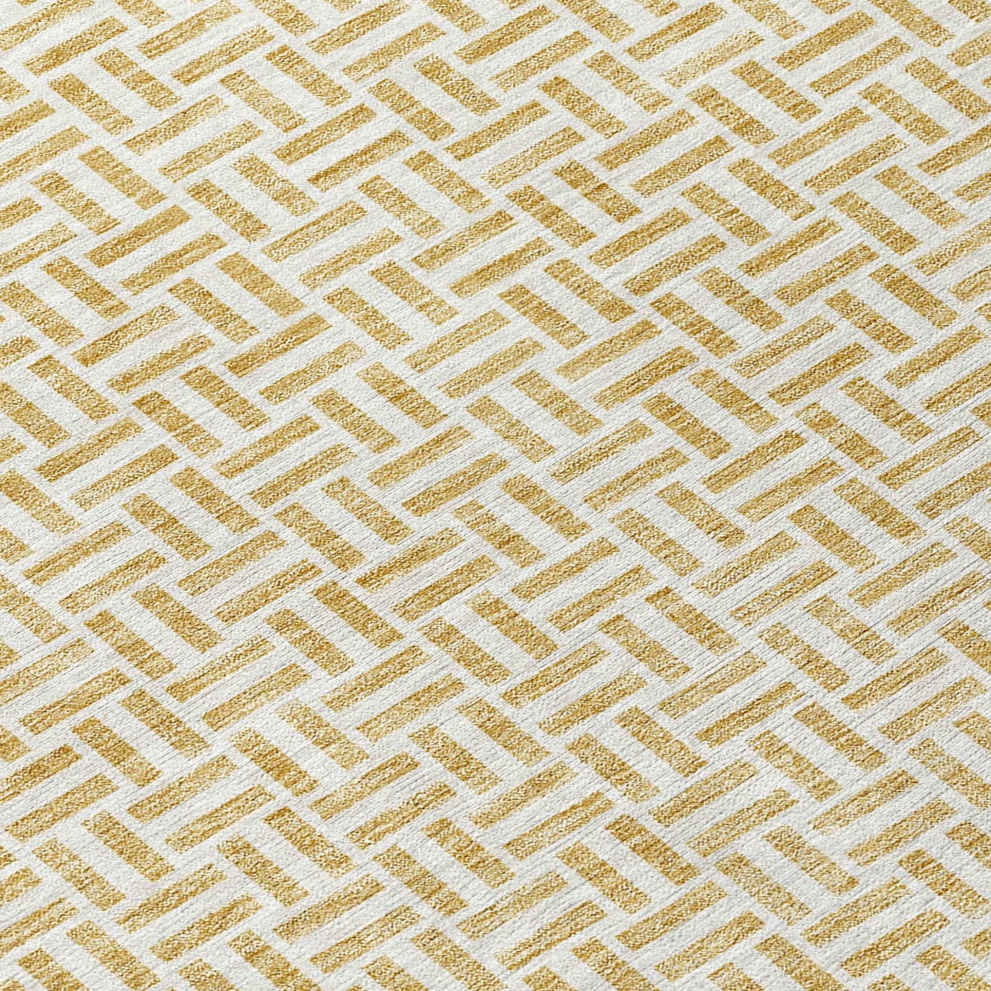 9' X 12' Gold And Ivory Geometric Washable Indoor Outdoor Area Rug - Loft&Timber