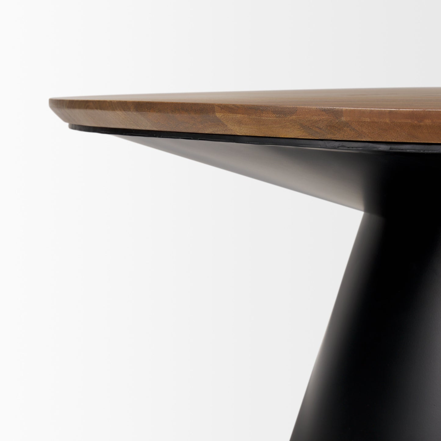 40" Brown and Black Solid Wood and Iron Round Pedestal Coffee Table - Loft&Timber