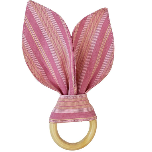 Maison Charlo | Easter Set of 4 Pink Stripe Bunny Ears Napkin Rings | Dining Table Decor - Loft&Timber