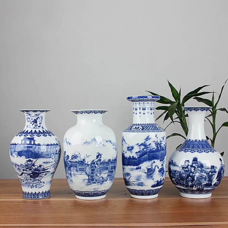 Classic Antique Chinese Blue and White Ceramic Vase - Loft&Timber
