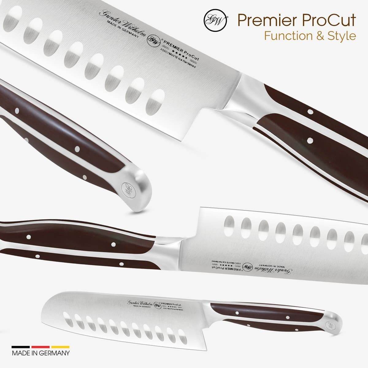 Gunter Wilhelm Premier Santoku Knife, 5 Inch | Dark Brown ABS Handle SKU: 30-317-0405 - Loft&Timber