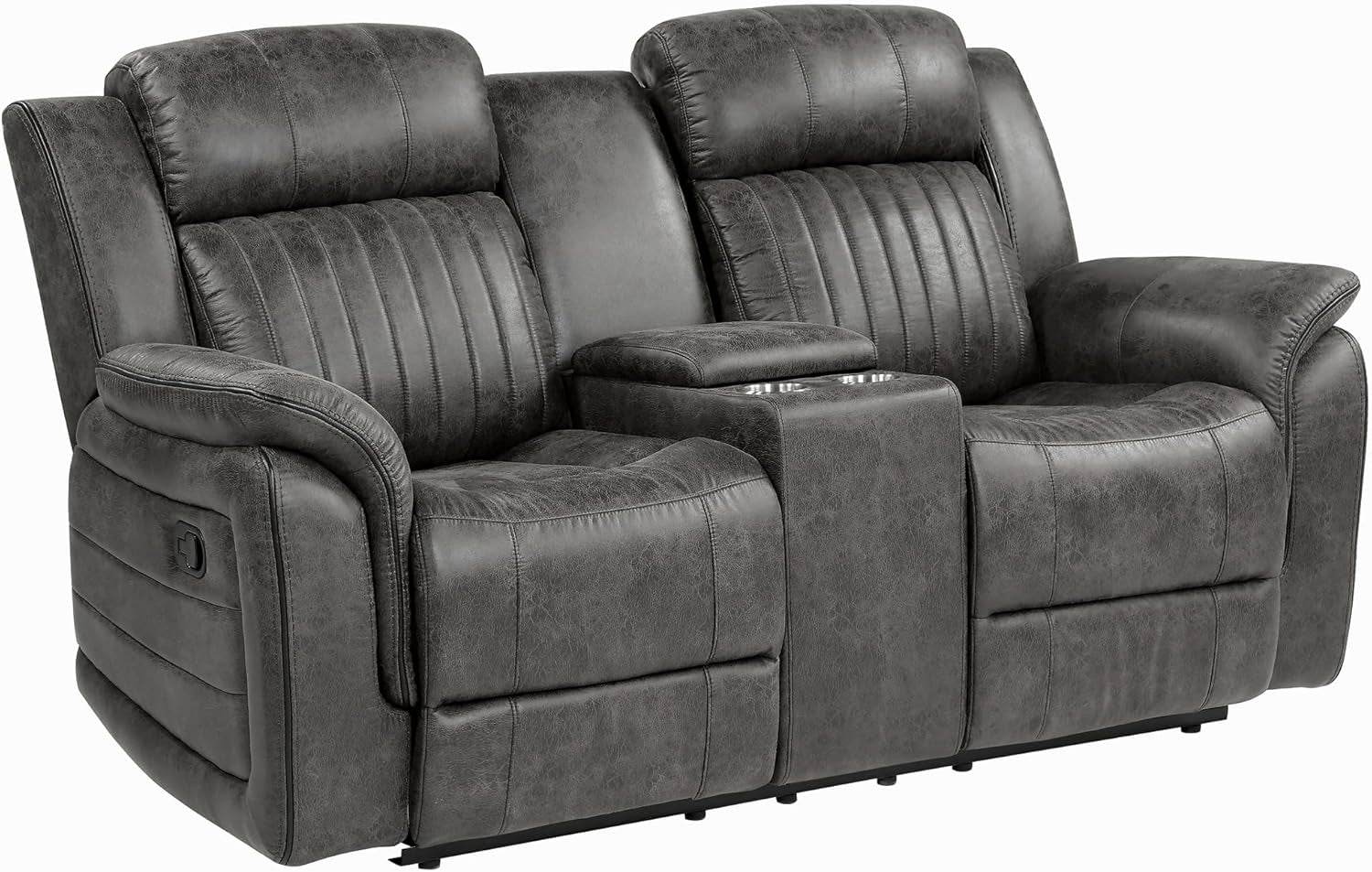 Brownish Gray Microfiber Recliner Set Sofa, Loveseat, Chair - Loft&Timber