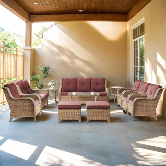 11 Piece Outdoor Furniture Set with Swivel Rocker Chairs - Loft&Timber