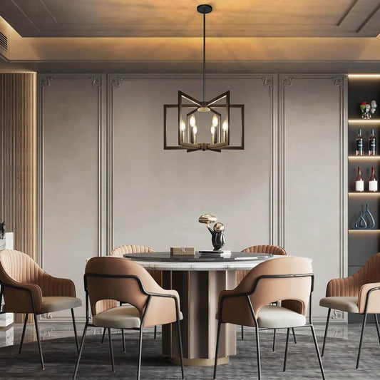 6-Light Modern Farmhouse Black Chandeliers for Entryway - Loft&Timber