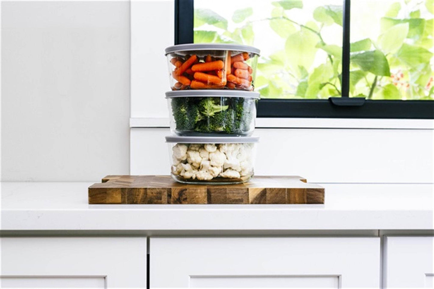 Glass Food Storage Containers - 12 Piece 4 Cup Set (6 Containers + 6 Lids) BPA-Free Lids - Loft&Timber