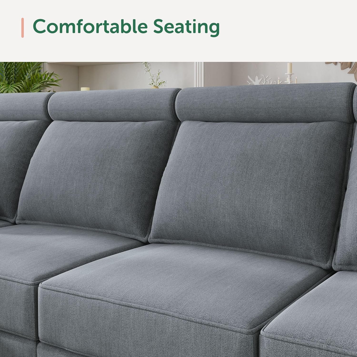 Convertible Sectional Sofa Bluish Grey, Modular, Storage-1