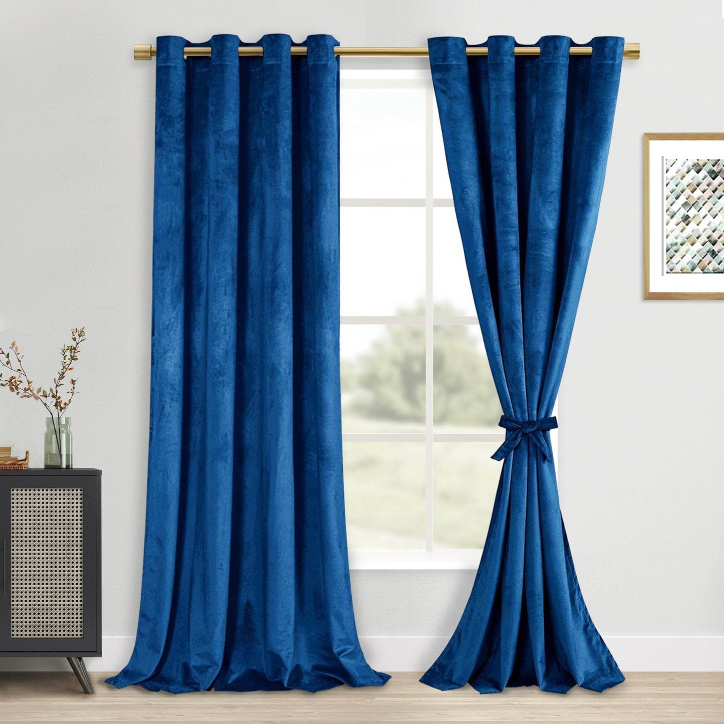DWCN Velvet Blackout Curtains with Tiebacks, Set of 2 Panels - Loft&Timber