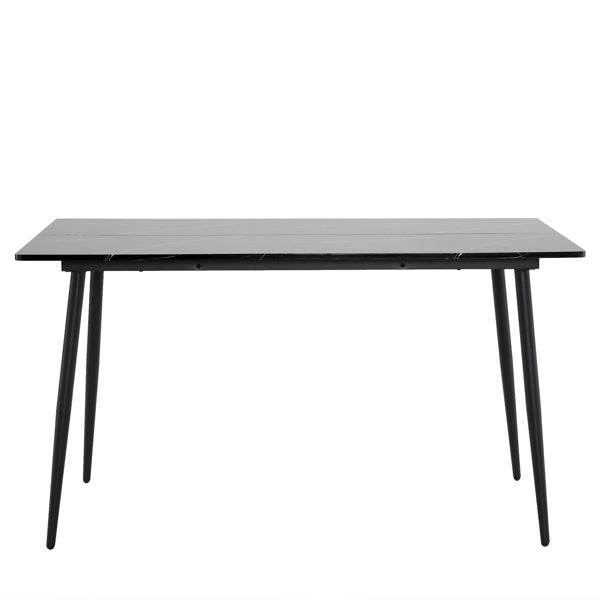 Rectangular table with arc MDF Black tabletop splicing PVC marble surface 140*76*76cm - Loft&Timber