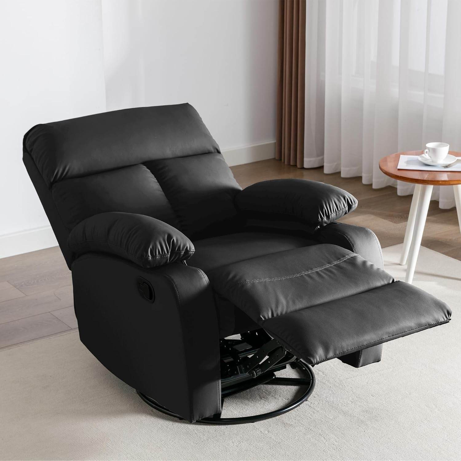 Swivel Rocker Recliner, Small Rocking Recliners for Small Spaces, Rocking Recliner Chair for Living Room, RV, Bedroom, Nursery, Black - Loft&Timber
