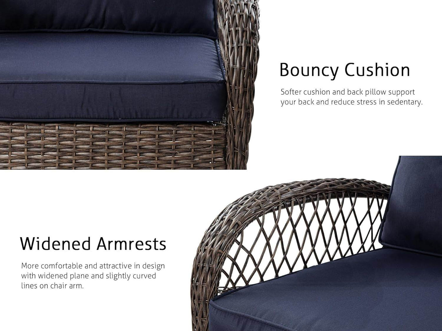 Outdoor Wicker Swivel Glider Rocker Patio Furniture Set - Loft&Timber