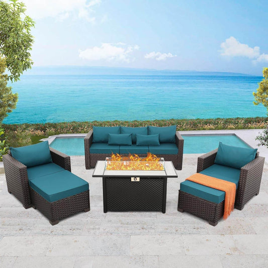 Six-Piece Outdoor Furniture Set with Fire Pit Table - Loft&Timber