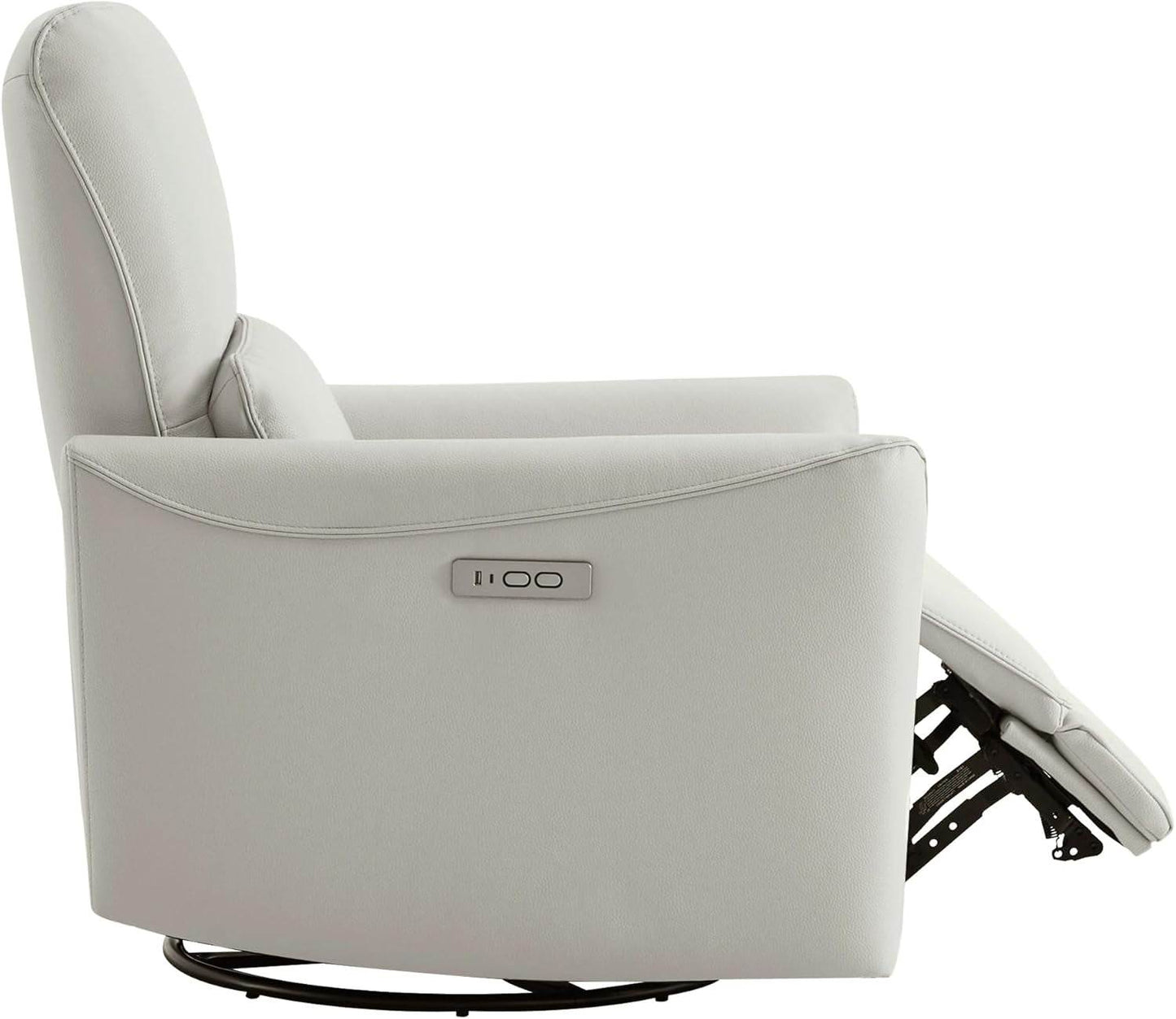 Power Recliner Chair Swivel Glider, FSC Certified Upholstered Faux Leather, Cream - Loft&Timber