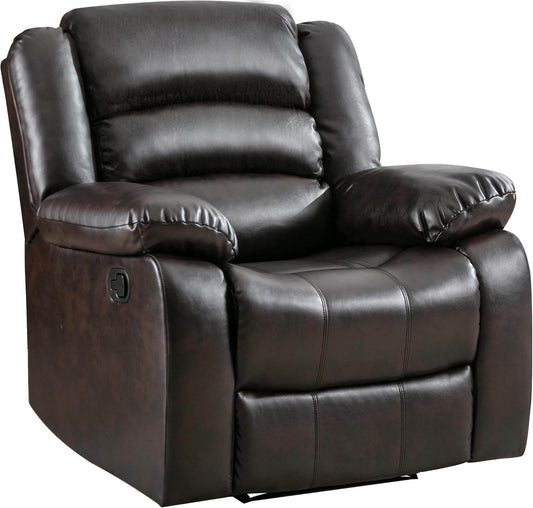 Manual Recliner Chair, Breathable Faux Leather Reclining Chairs with Overstuffed Arm and Back, Living Room Single Sofa Recliners (Dark Brown) - Loft&Timber