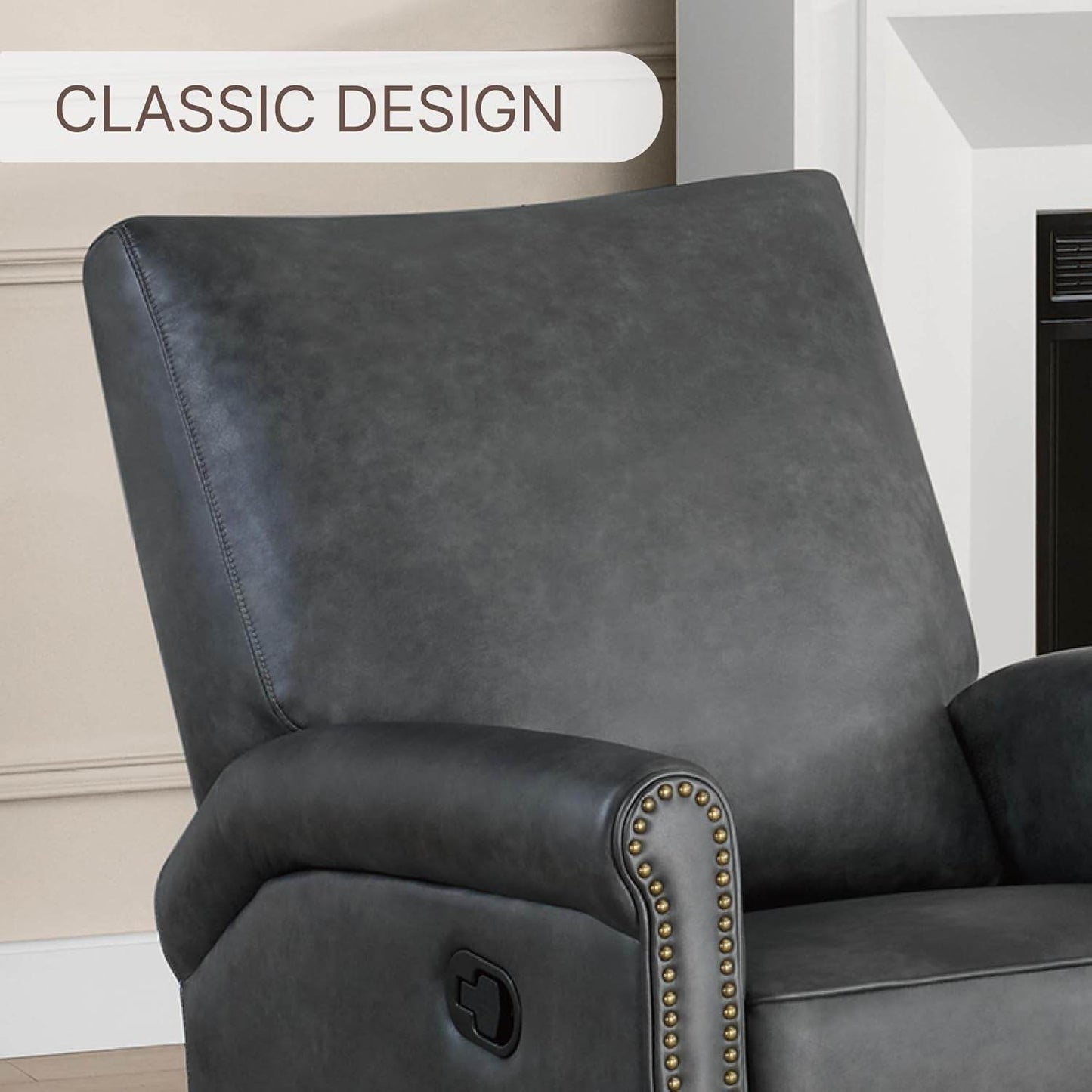 Large Leather Recliner Chair Faux Swivel Rocker - Loft&Timber