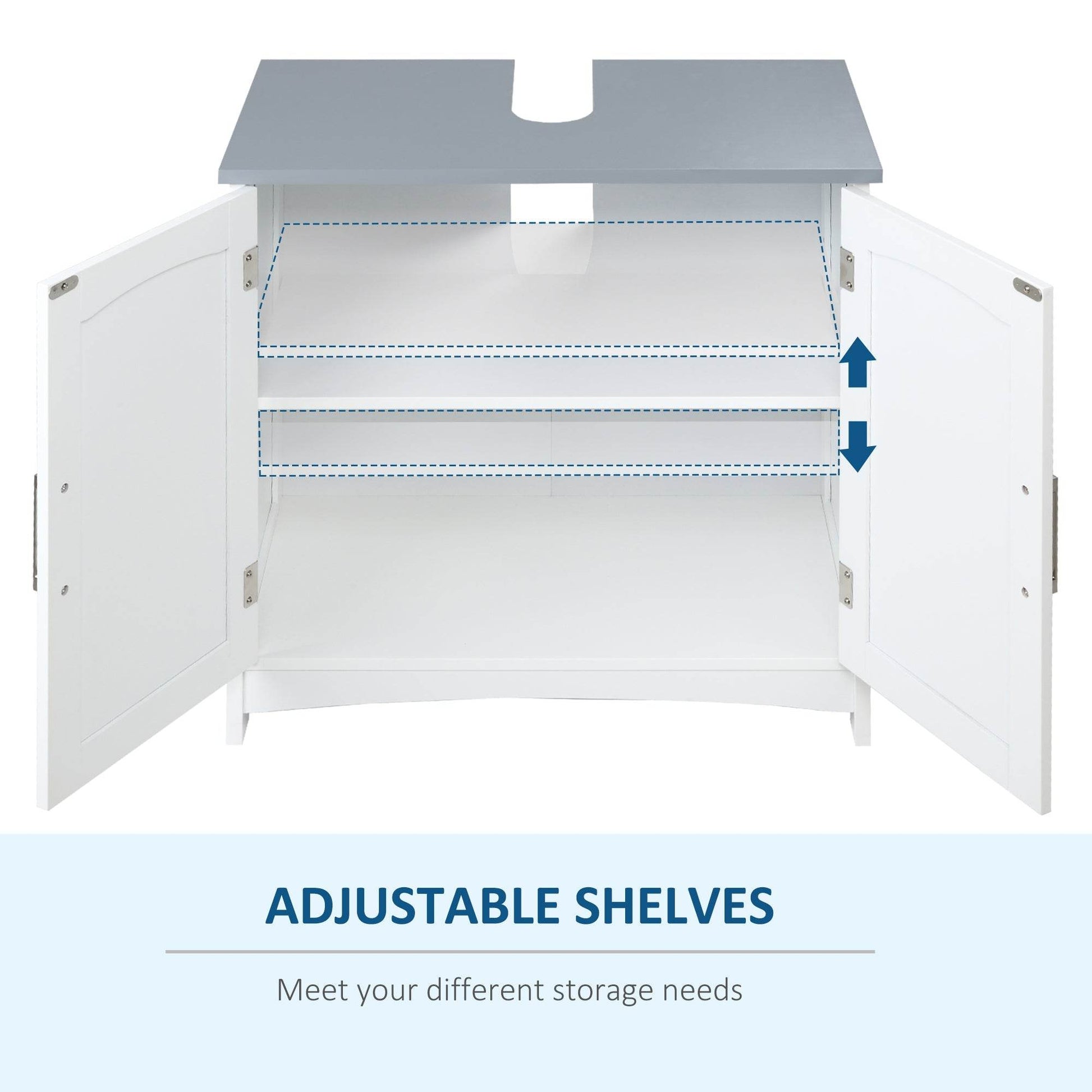 Modern Bathroom Vanity Unit with Adjustable Shelves for Space Saving Storage - White - Loft&Timber