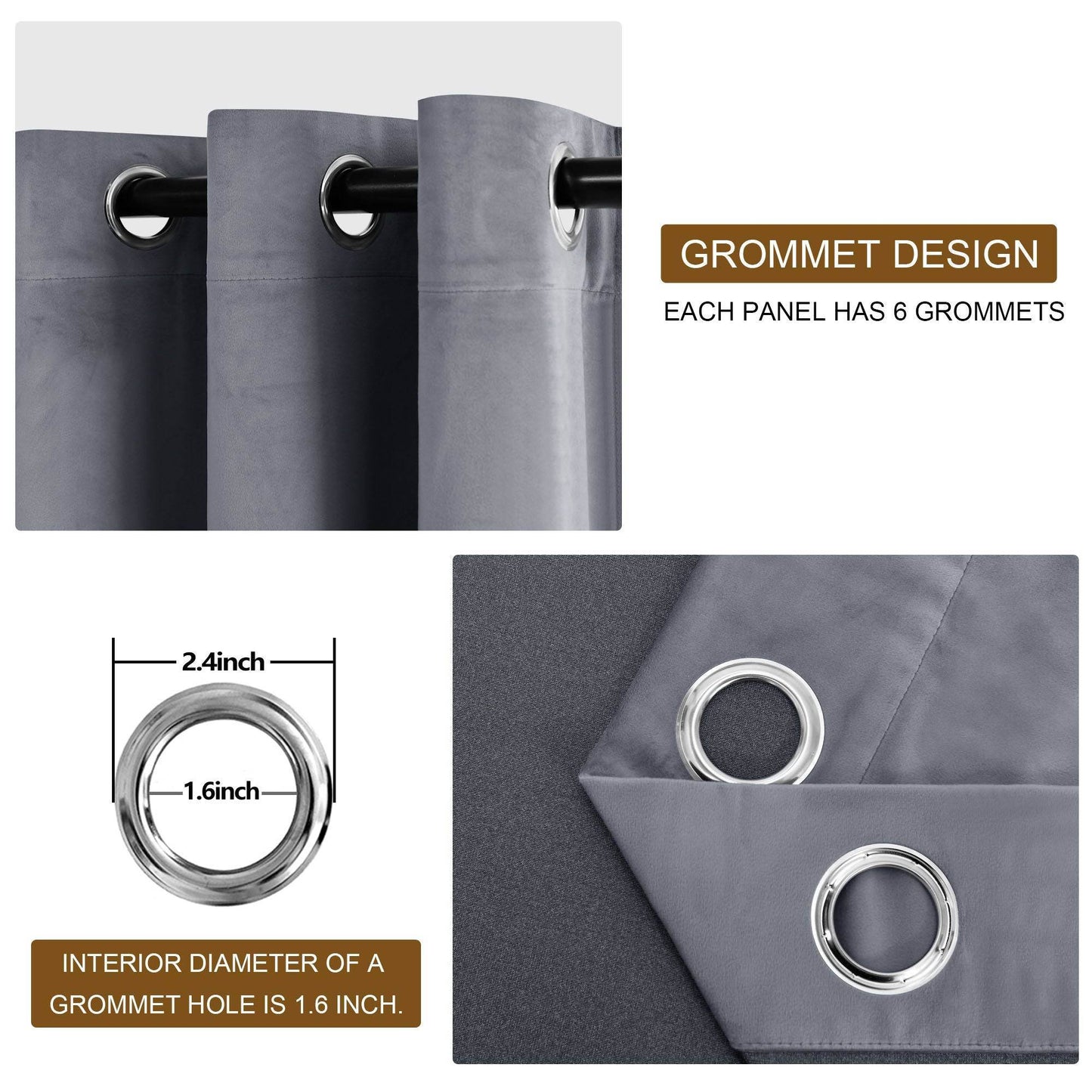 DWCN Velvet Blackout Curtains with Tiebacks, Set of 2 Panels - Loft&Timber