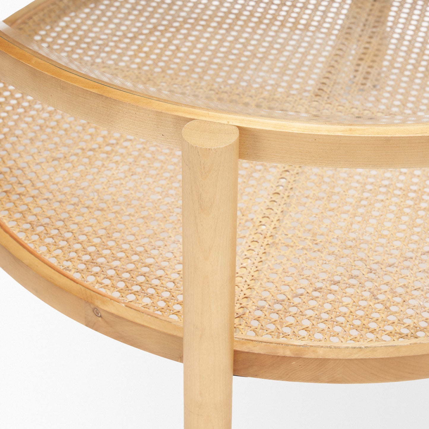 34" Clear and Natural Glass and Solid Wood Round Coffee Table With Shelf - Loft&Timber