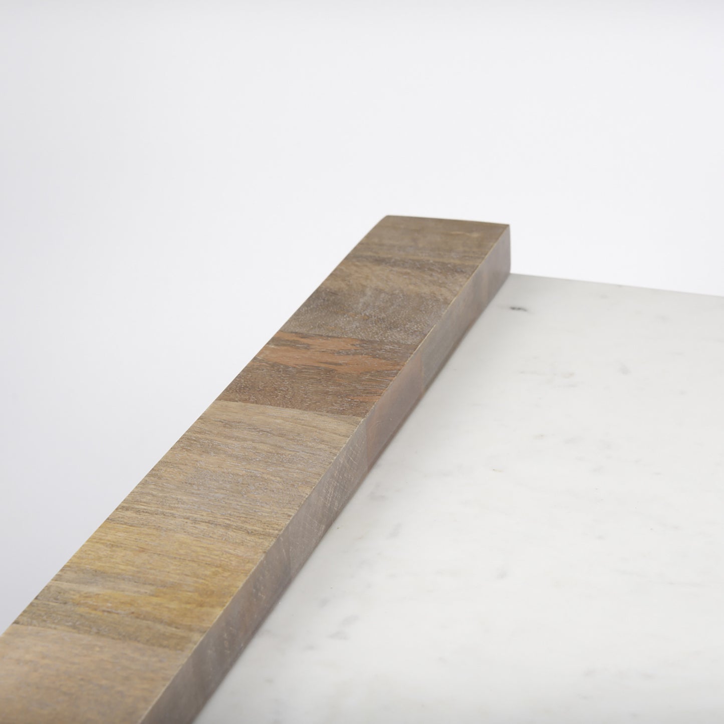 48" Natural and White Solid Wood And Genuine Marble Coffee Table - Loft&Timber