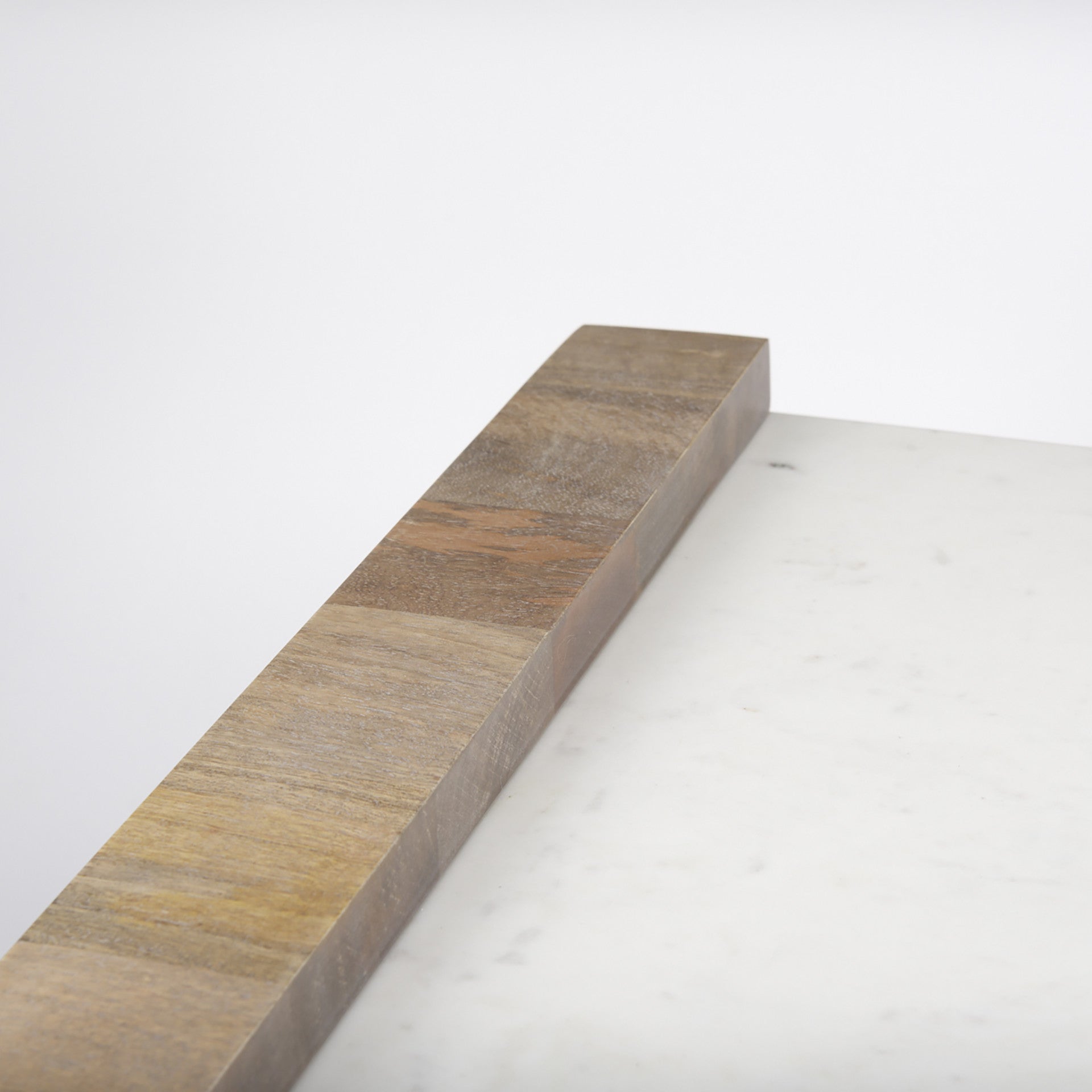 48" Natural and White Solid Wood And Genuine Marble Coffee Table - Loft&Timber