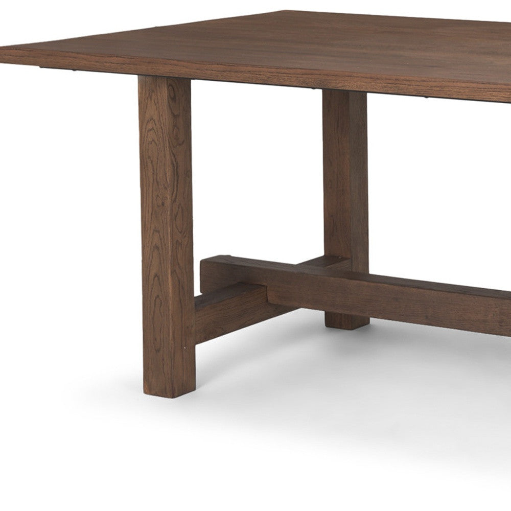 84" Brown Solid Wood Trestle Base Dining Table - Loft&Timber
