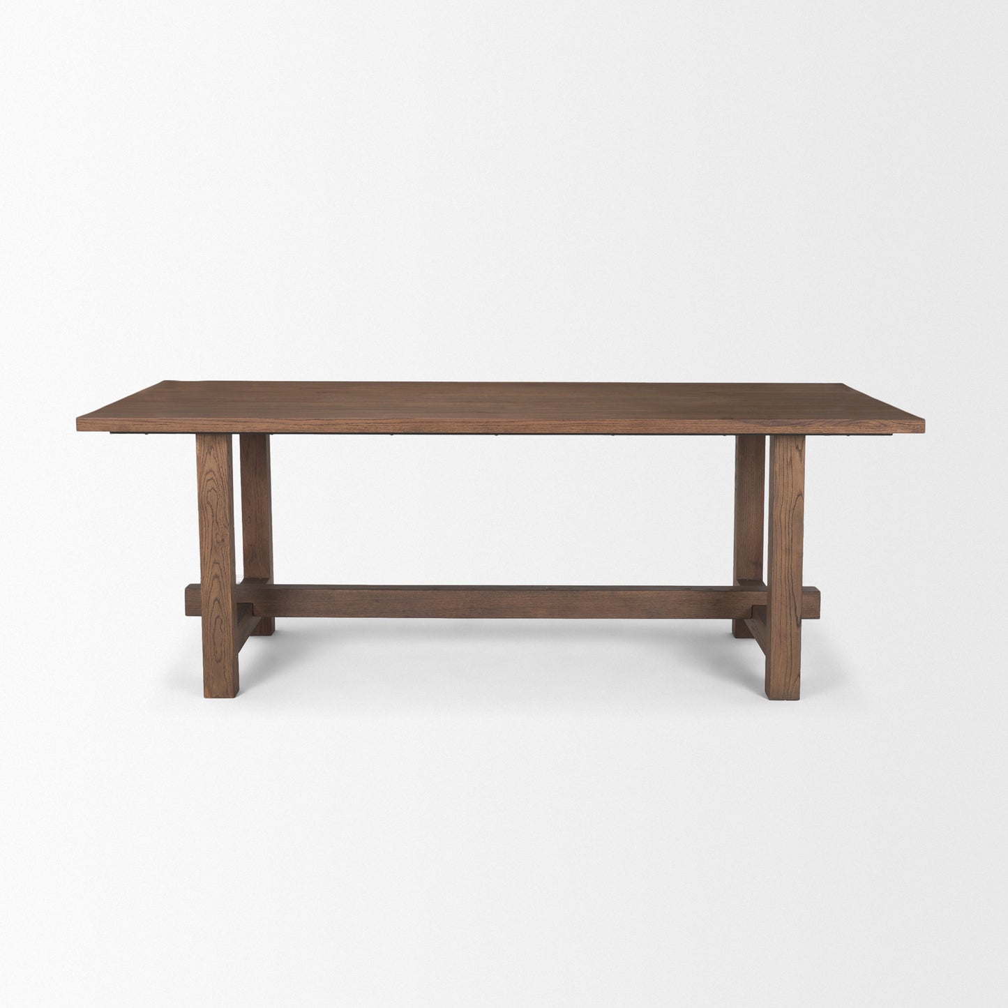 84" Brown Solid Wood Trestle Base Dining Table - Loft&Timber