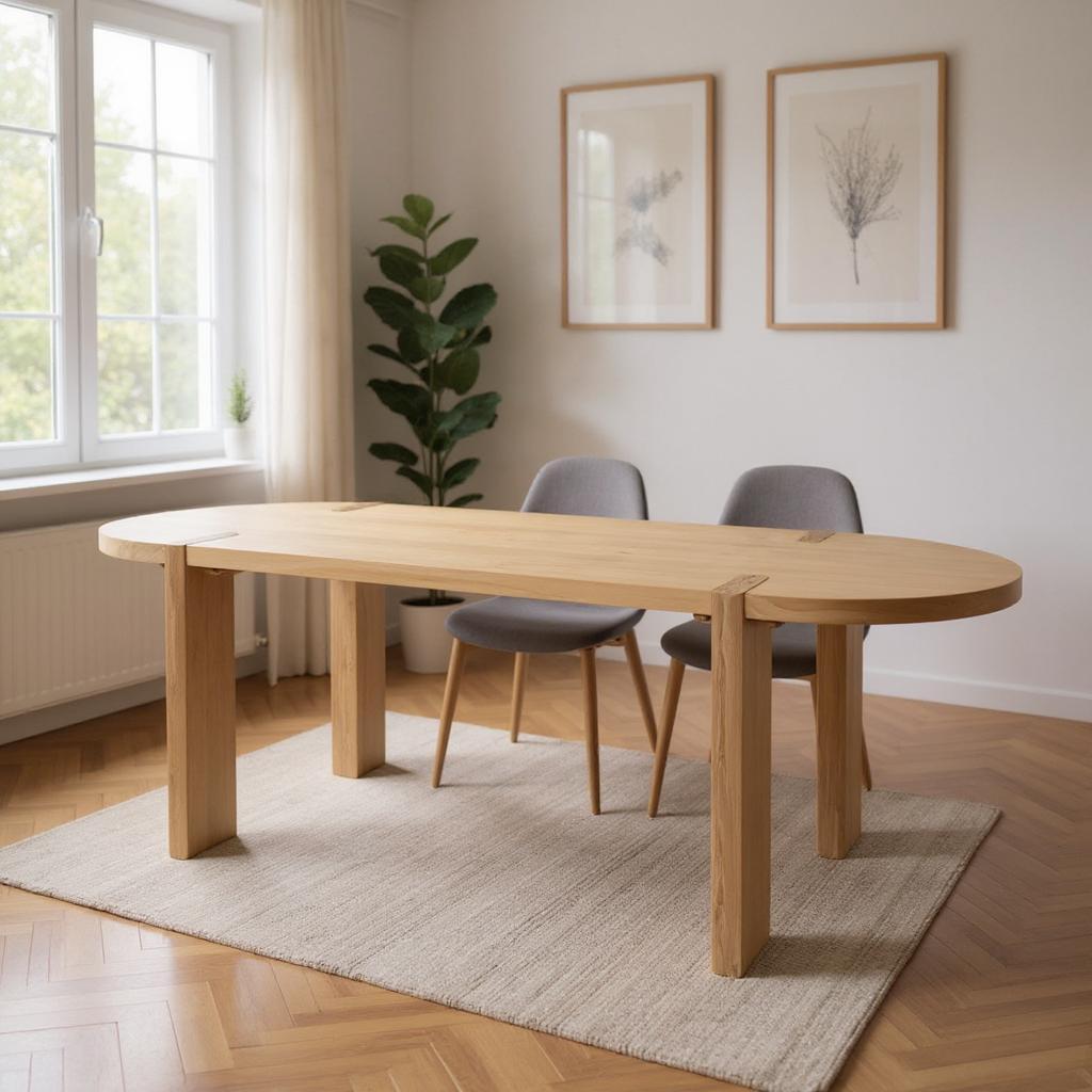 91" Light Brown Wood Oval Dining Table - Loft&Timber