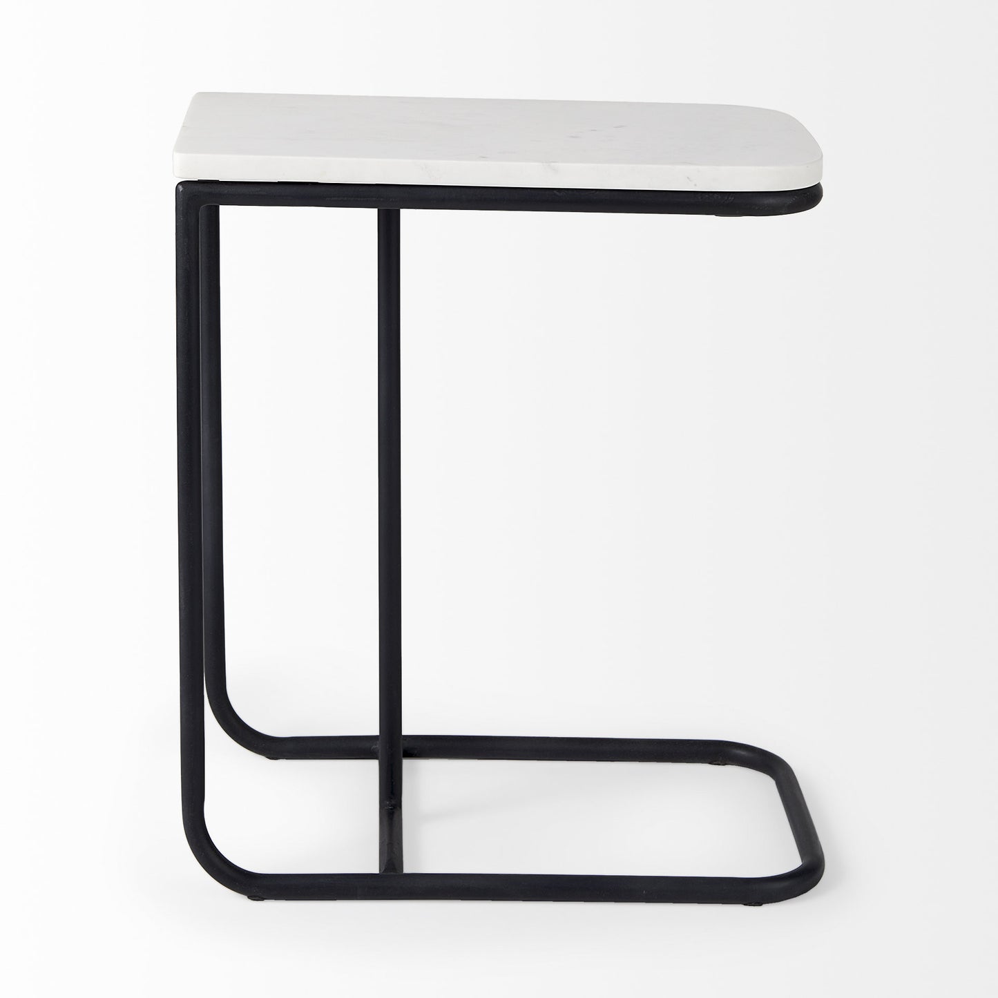 23" Black And White Marble and Metal C Table End Table - Loft&Timber