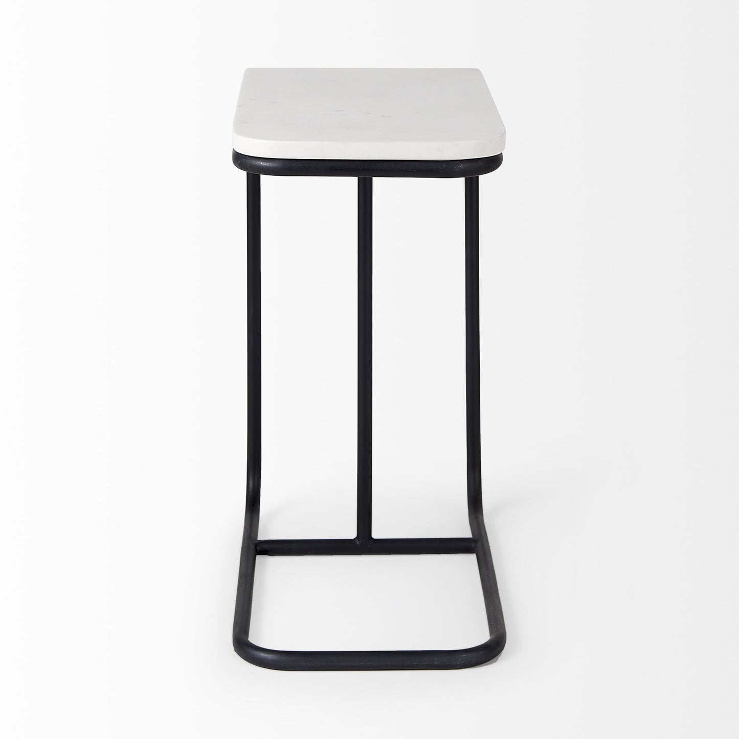 23" Black And White Marble and Metal C Table End Table - Loft&Timber