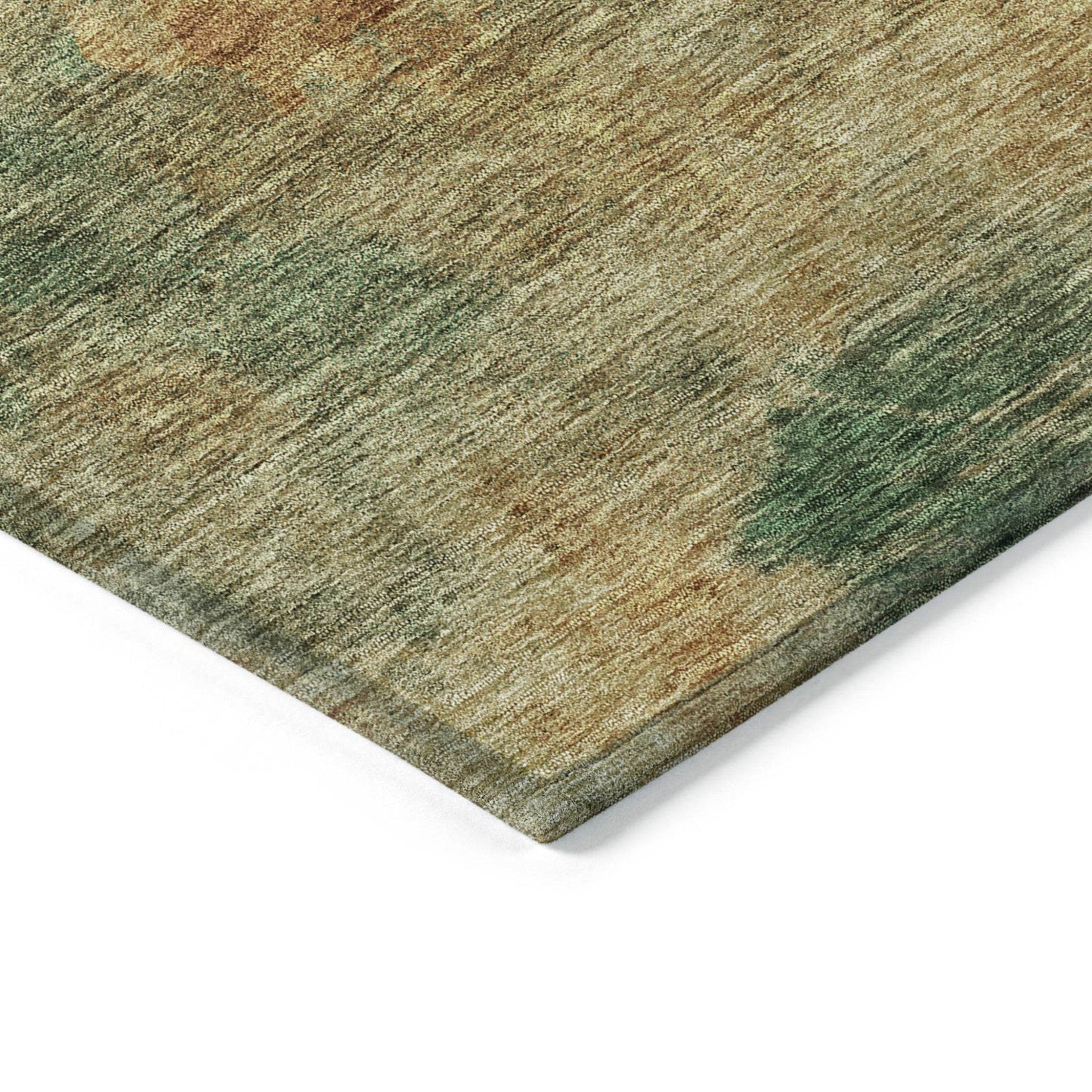 3' X 5' Terra Cotta Copper And Green Abstract Washable Indoor Outdoor Area Rug - Loft&Timber
