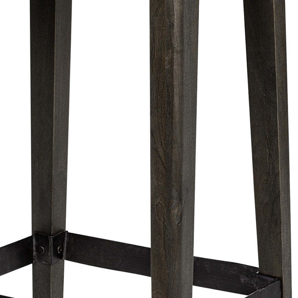 30" Black Iron and Solid Wood Backless Bar Height Bar Chair - Loft&Timber