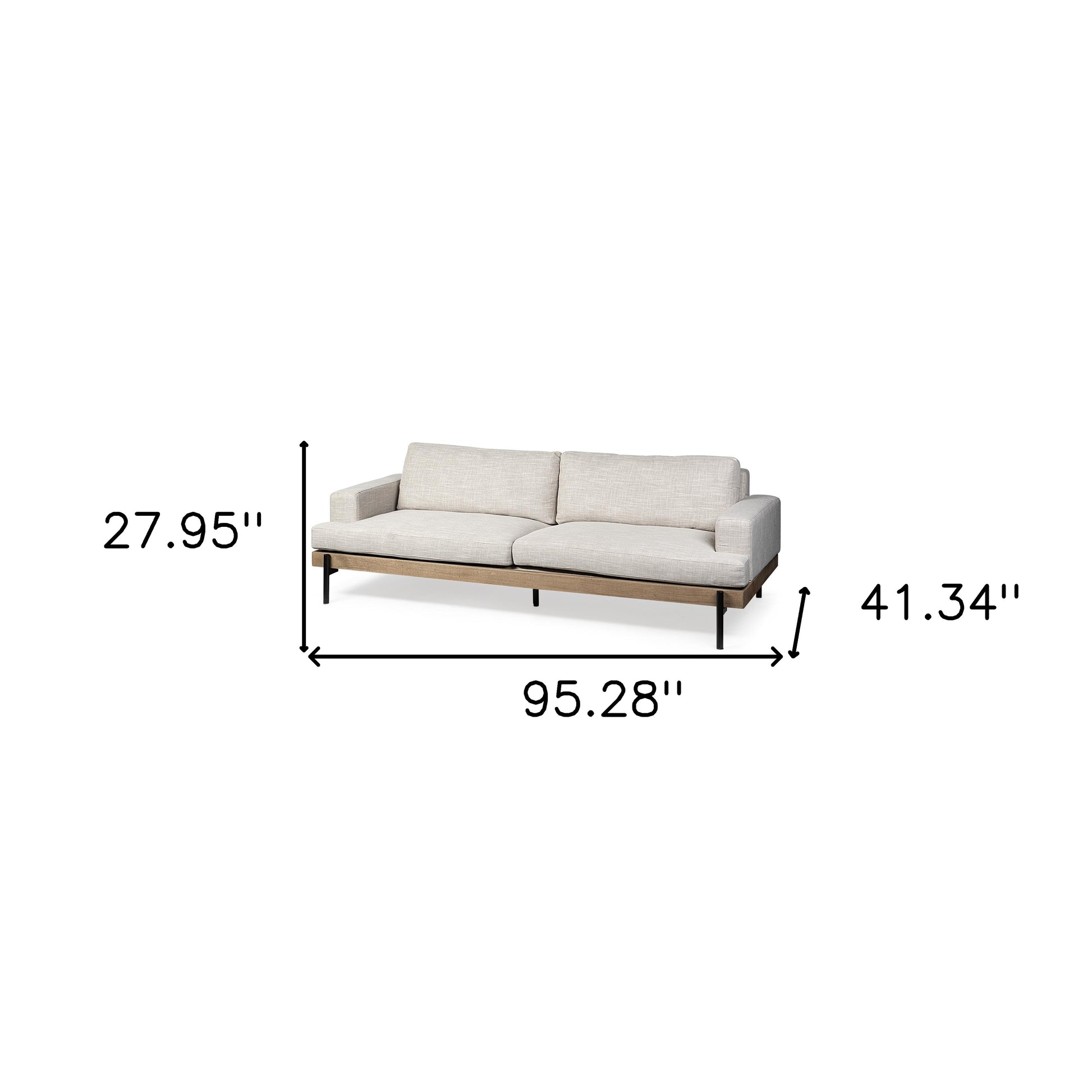 95" Beige Fabric Sofa With Black Legs-4