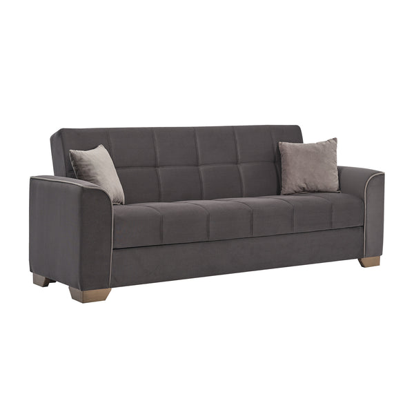 90" Brown Chenille Sleeper Sofa And Toss Pillows-0