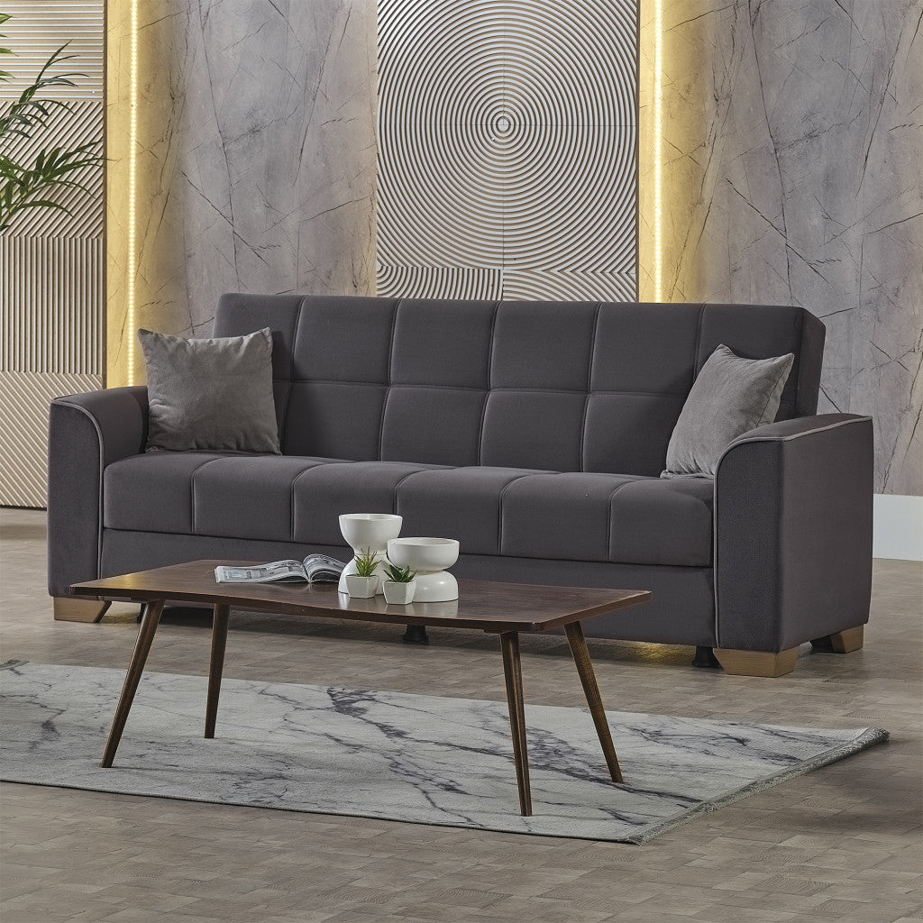 90" Brown Chenille Sleeper Sofa And Toss Pillows-6