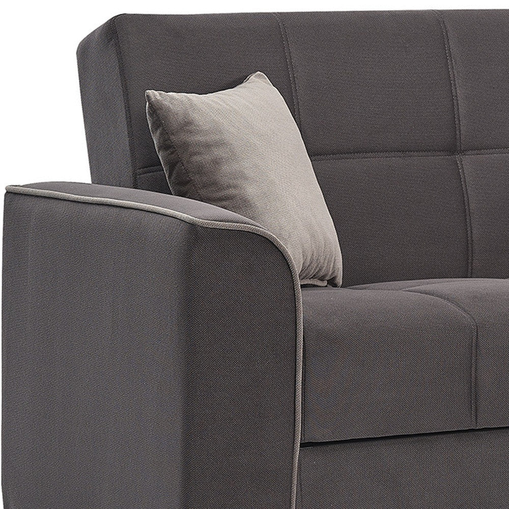 90" Brown Chenille Sleeper Sofa And Toss Pillows-4