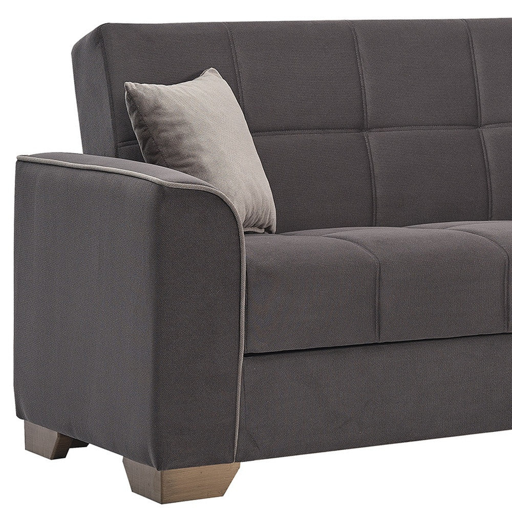 90" Brown Chenille Sleeper Sofa And Toss Pillows-5