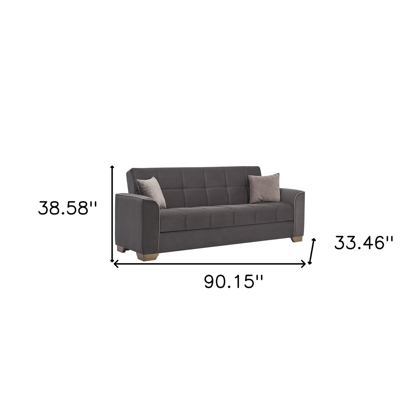 90" Brown Chenille Sleeper Sofa And Toss Pillows-7