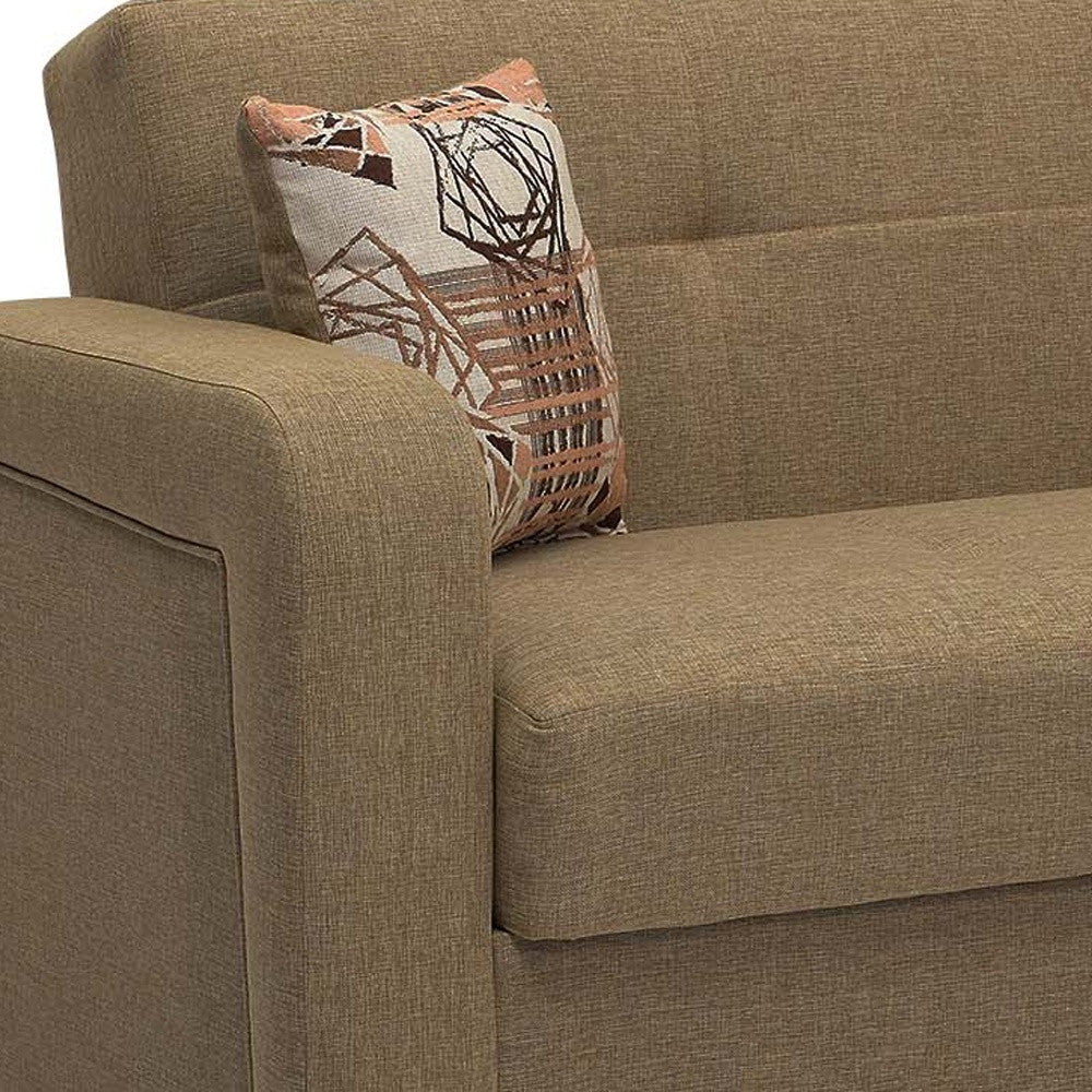 90" Brown Chenille Sleeper Sofa And Toss Pillows-4