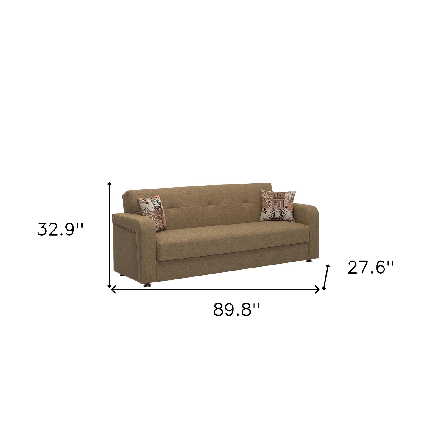 90" Brown Chenille Sleeper Sofa And Toss Pillows-8